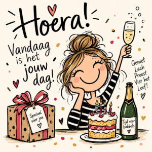 tegeltje verjaardag bubbels