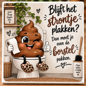 tegeltje blijft het strontje plakken