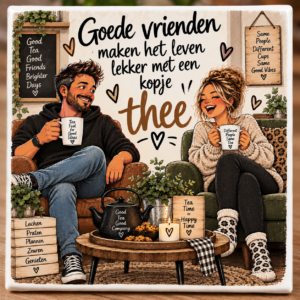 tegeltje goede vrienden maken het leven lekker met een kopje thee